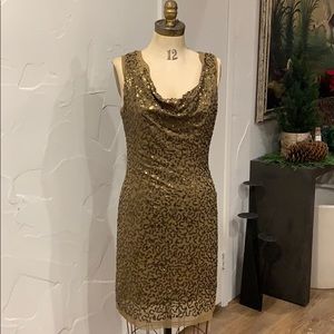 Military Green Sequin fitted Dress. Size Medium